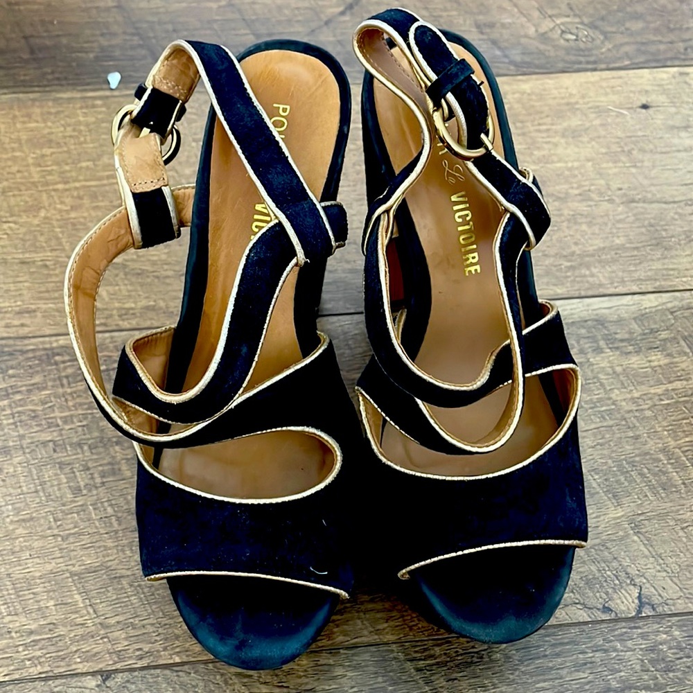 Black and gold heels
